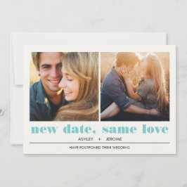 Minimal grafisch | 2 Fotos Hochzeitsaufschub Karte