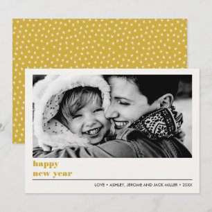 Minimal grafisch Gold Happy New Year Foto Karte