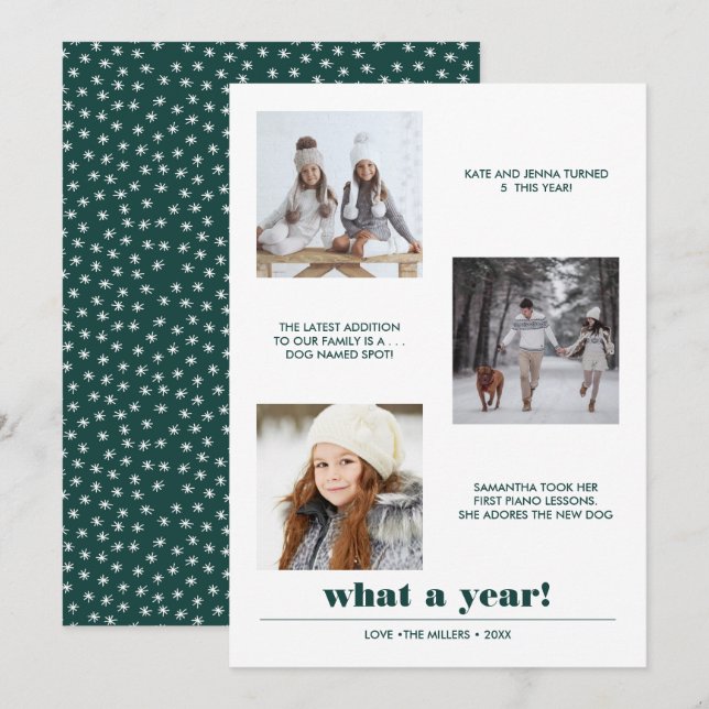 Minimal grafisch | Jahr im Überblick 3 Foto Collag Karte (Vorne/Hinten)