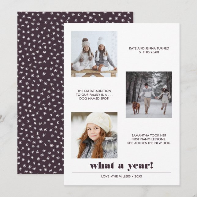 Minimal grafisch | Jahr im Überblick 3 Foto Collag Karte (Vorne/Hinten)