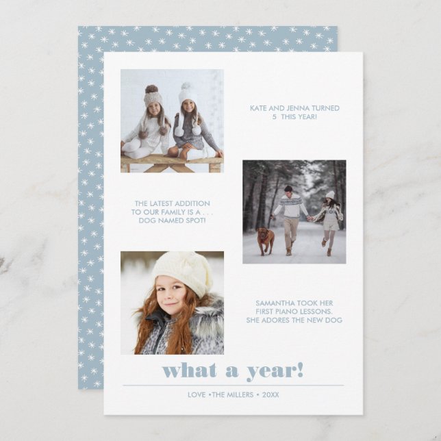 Minimal grafisch | Jahr im Überblick 3 Foto Collag Karte (Vorne/Hinten)