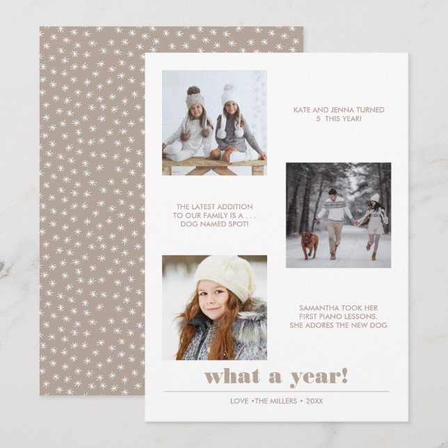 Minimal grafisch | Jahr im Überblick 3 Foto Collag Karte (Vorne/Hinten)