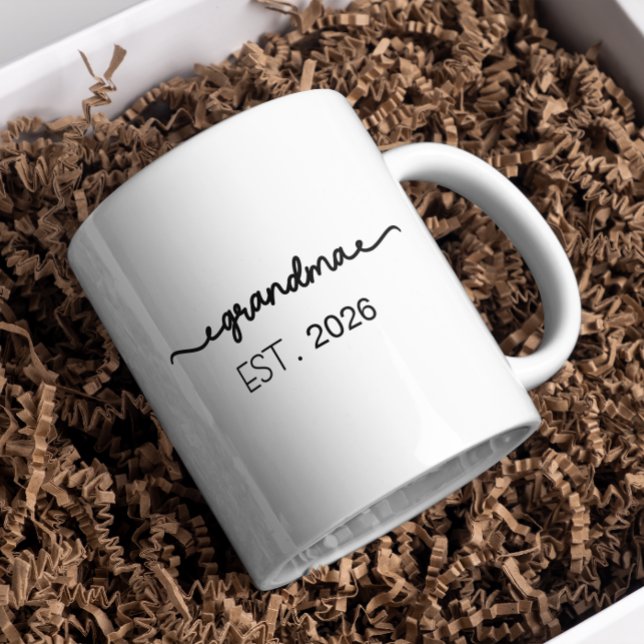 Minimal Grandma Established Handwritten Name Year Kaffeetasse (new grandpma mugs promoted to grandma pregnancy reveal grandparent for hem first time grandmom)