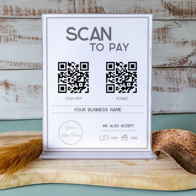 Minimal grau 2 QR-Codes Business Scan zu zahlen Poster (Von Creator hochgeladen)