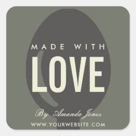 MINIMAL GRAU CHARCOAL SPOON KOCH MIT LIEBE QUADRATISCHER AUFKLEBER