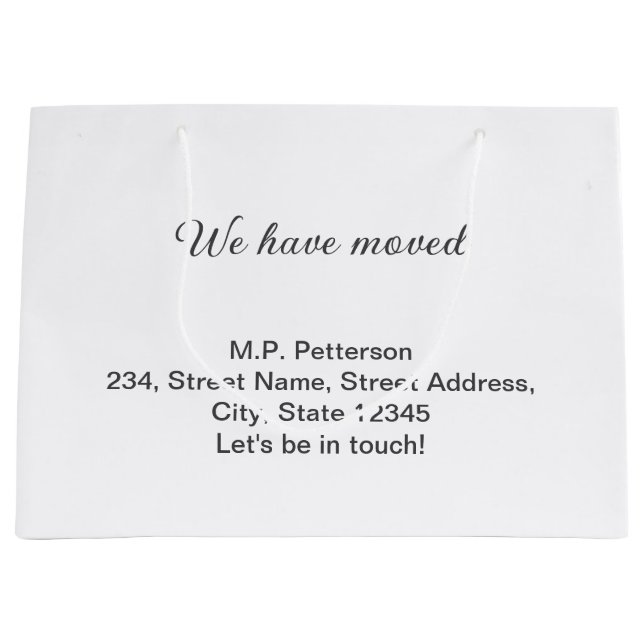 Minimal grau haben wir hinzugefügt Namen Adresse T Große Geschenktüte (Vorderseite)