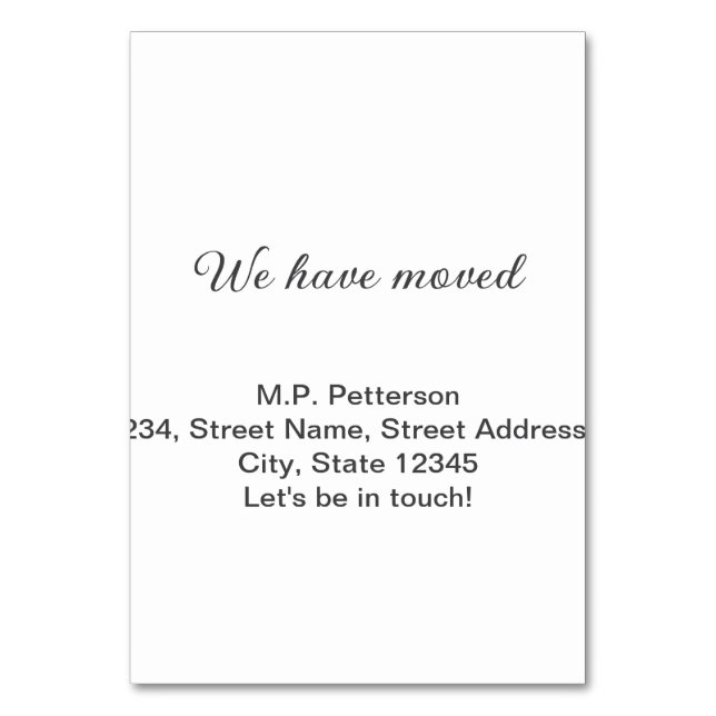 Minimal grau haben wir hinzugefügt Namen Adresse T Tischnummer (Vorderseite)