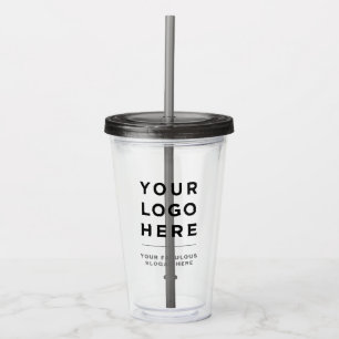 Minimal grau Personalisiert Clear Tumbler mit Stro Acryltrinkbecher