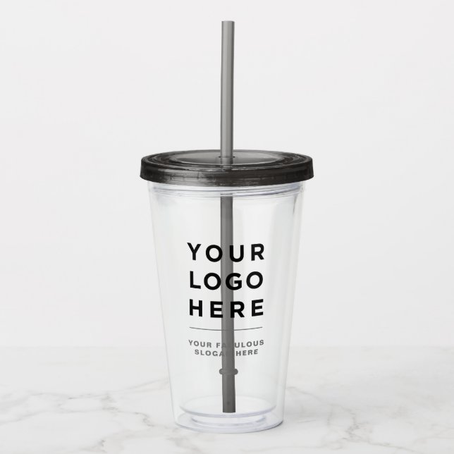 Minimal grau Personalisiert Clear Tumbler mit Stro Acryltrinkbecher (Vorderseite)