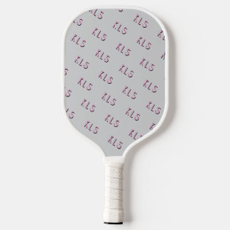 Minimal grau-rosa, weißgestrichene Monogramm Pickleball Schläger