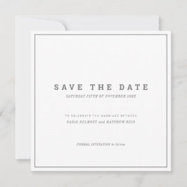 Minimal grau-weiße Hochzeit Save The Date
