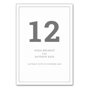 Minimal grau weißer Text Hochzeit oder Veranstaltu Tischnummer