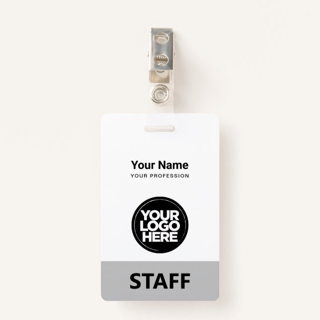 Minimal Graue Firmenlogos für Mitarbeiter Ausweis (Vorderseite mit Klammer)