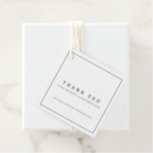 Minimal graue viereckige Hochzeit danke Geschenkanhänger