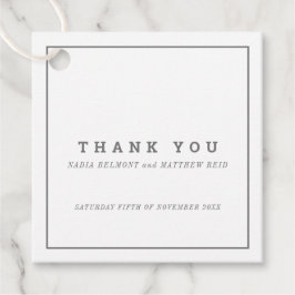 Minimal graue viereckige Hochzeit danke Geschenkanhänger