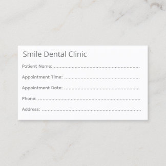 Minimal Gray Dental Appointment Card Terminkarte
