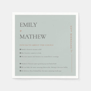 MINIMAL GRAY GREEN TYPOGRAPHY FUN FAACTS SERVIETTE