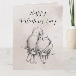 Minimal Gray Love Bird Romantischer Glossy Valenti Karte
