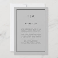 Minimal Gray Monogram Simple Elegante Wedding