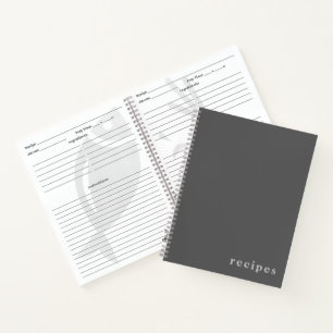 Minimal Gray "Rezepte" Notebook Notizbuch