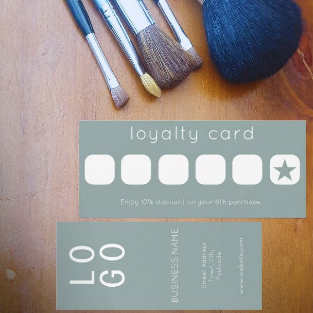MINIMAL GREEN BUSINESS LOGO LOYALTY REWARD CARD (Von Creator hochgeladen)