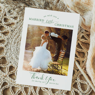 Minimal Green Married Little Christmas Thank You Feiertagskarte