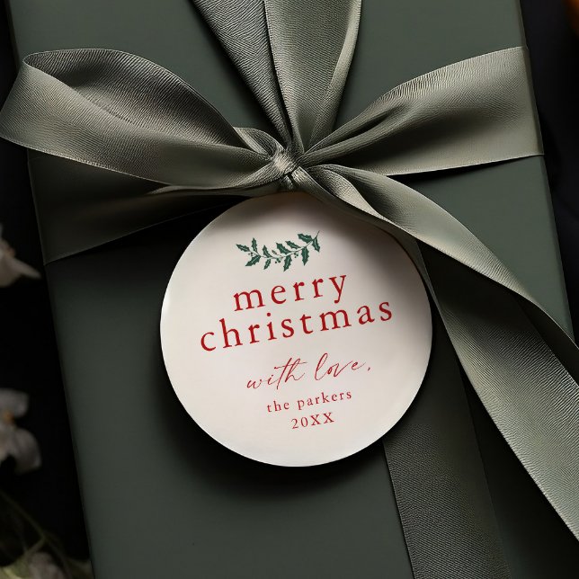 Minimal Greenery Simple Merry Christmas Geschenkanhänger (Elegant Greenery Branch Merry Christmas Gift Tag)