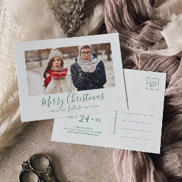 Minimal Grün frohe Weihnachten Save the Date Foto