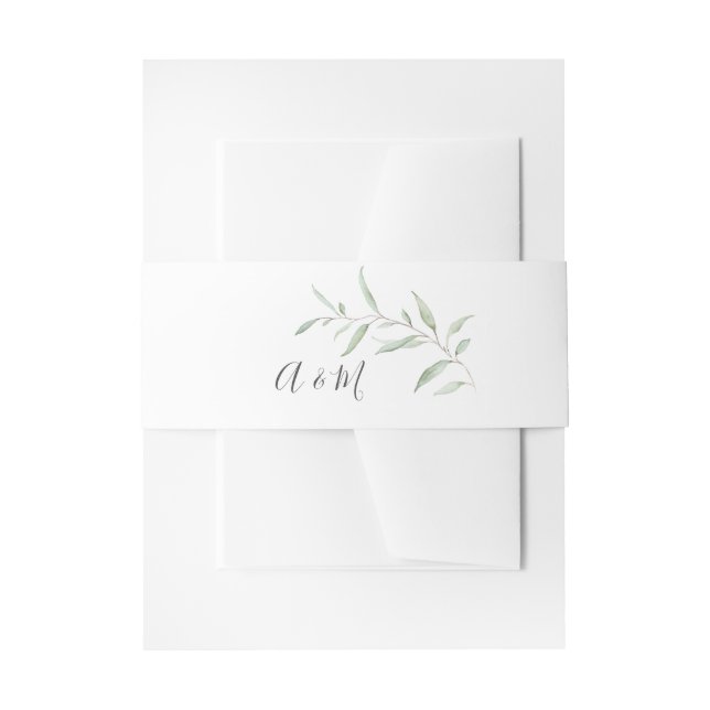 Minimal Grün rustikale Hochzeit Monogramm Einladungsbanderole (Vorderseite Beispiel)