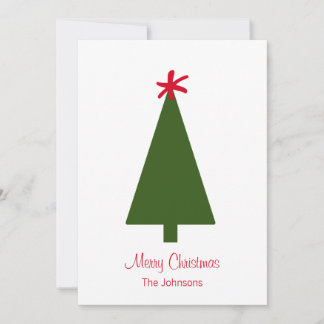 Minimal Grün Weihnachtsbaum Red Snowflake Einfach Feiertagskarte