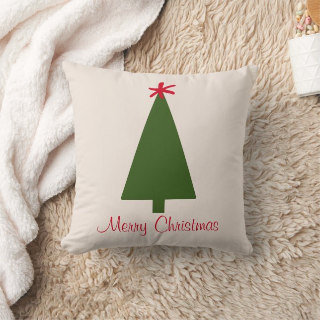 Minimal Grün Weihnachtsbaum Red Snowflake Einfach Kissen (Decke)