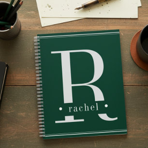 Minimal Grün/Weiß Monogramm Planer