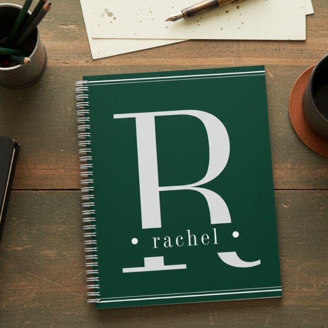 Minimal Grün/Weiß Monogramm Planer (Von Creator hochgeladen)