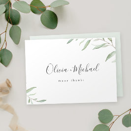 Minimal grüne Kalligrafien Namen rustikal Dankeskarte