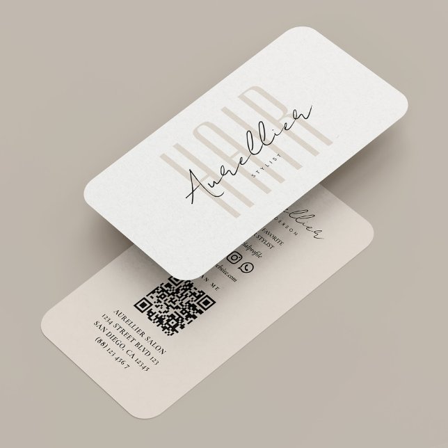 Minimal Hair Stylist Beauty Salon Spa White Sand Visitenkarte (Minimal Hair Stylist Beauty Salon Spa White Sand Business Card
)