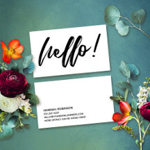 Minimal Hallo in Handwriting Script Black on White