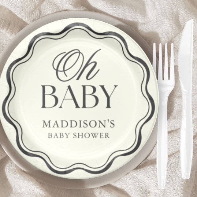 Minimal Hand Drawn Gender Neutral Baby Shower Pappteller (Von Creator hochgeladen)