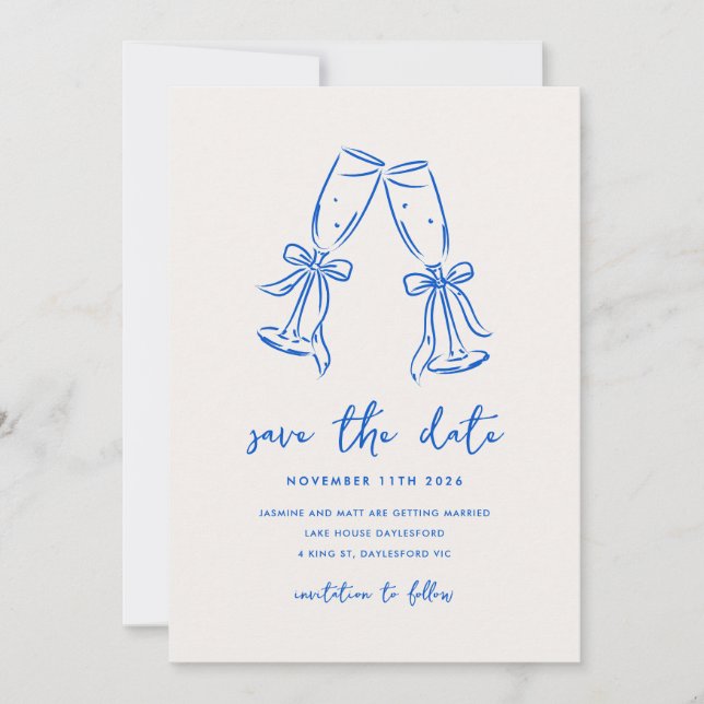 Minimal Hand Drawn Whimsical Doodle Save The Date (Vorderseite)