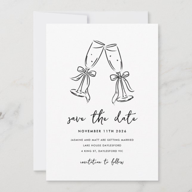 Minimal Hand Drawn Whimsical Doodle Save The Date (Vorderseite)