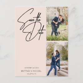 Minimal handgeschriebene FotoCollage Blush Pink Postkarte