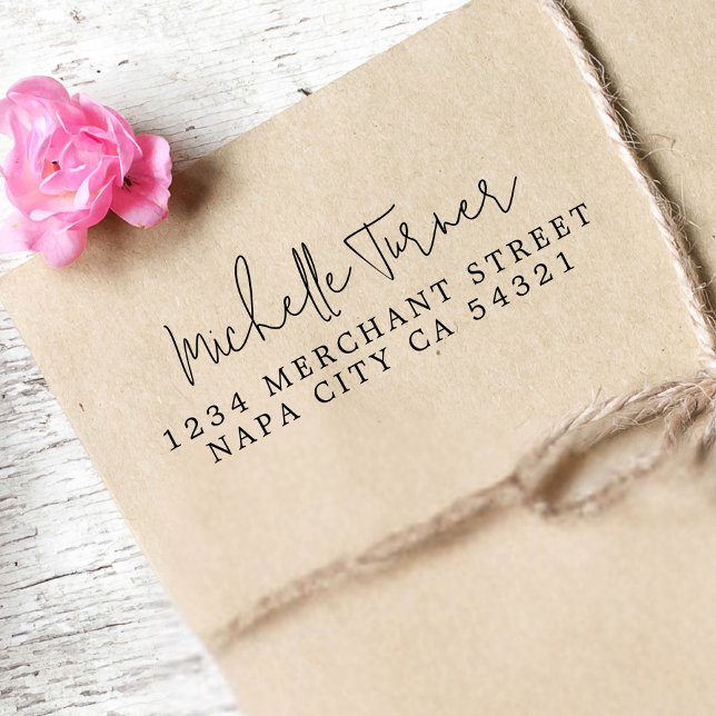 Minimal handgeschriebenes Skript Moderne Rücksende Gummistempel (Von Creator hochgeladen)