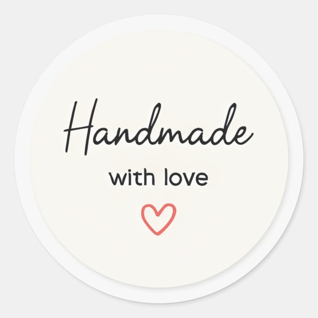 Minimal Handmade mit Liebe Aufkleber (Vorderseite)