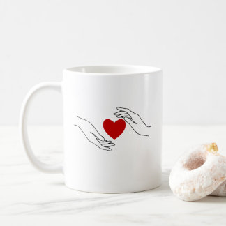 Minimal Hands Offering Red Heart Love Art Kaffeetasse