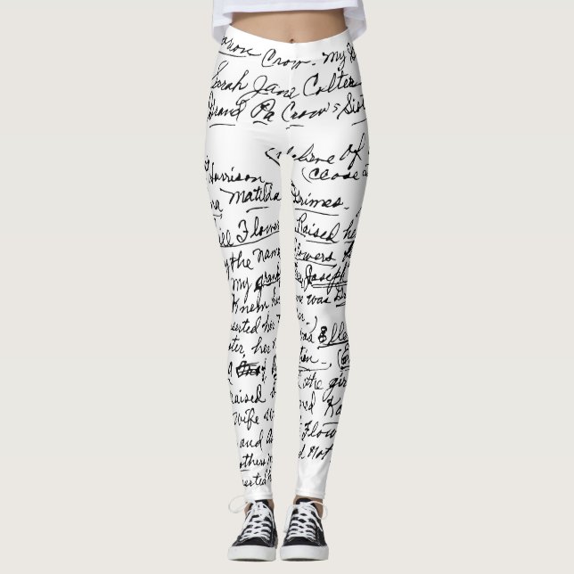 Minimal Handwriting Pattern – чорний рукописний пр Leggings (Vorderseite)