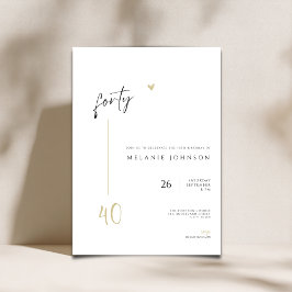 Minimal Handwritten 40th Birthday Party Invitation Einladung