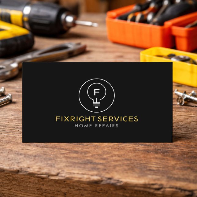 Minimal Handyman Services Logo Schwarz Visitenkarte (Von Creator hochgeladen)