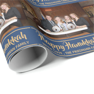 Minimal Happy Hanukkah Family Foto Geschenkpapier
