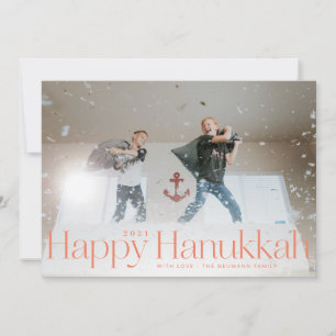 Minimal Happy Hanukkah Holiday Foto Peach Feiertagskarte