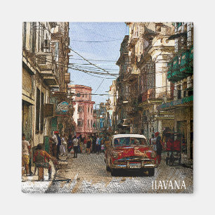 Minimal Havana Kuba Vintag Retro City Magnet