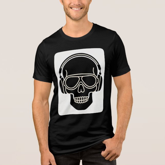 Minimal Headphones Head Silhouette T‑Shirt  Tri-Blend Shirt (Vorderseite)